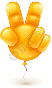 气球作为显示胜利的手标志成功空气橙子数字平衡计算飞行运气圆形财富图片