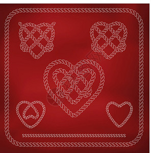 心脏形状绳结水手套索红色电缆婚姻边界婚礼插图海洋环形图片