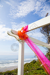 户外婚纱装饰婚礼橙子接待仪式粉色织物风格细节图片