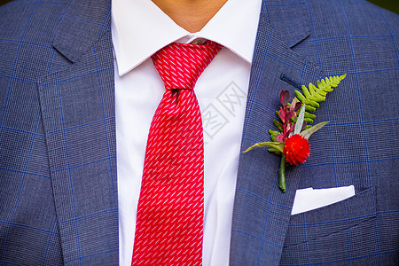细目室结婚日婚礼正装绿色胸花打工者套装衣服伴郎红色图片