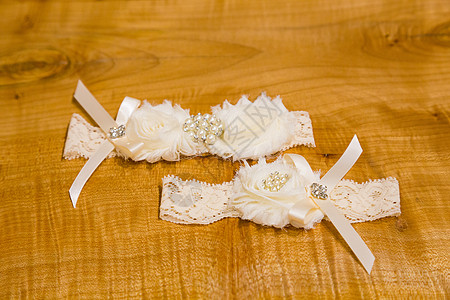 新娘包装细节结婚日婚礼时尚白色袜带图片