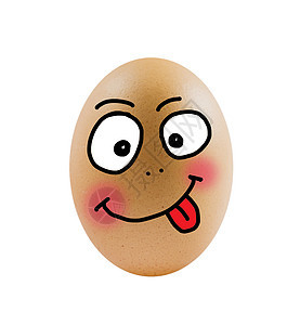 一个鸡蛋椭圆形白色绘画漫画蛋壳眼睛食物营养情感棕色图片