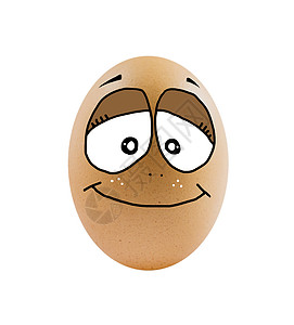 一个鸡蛋蛋壳乐趣椭圆形白色眼睛漫画棕色食物营养绘画图片
