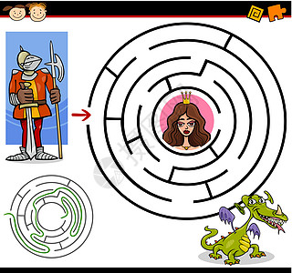 迷宫或迷宫卡通迷宫游戏圆圈快乐乐趣幼儿园学习入口孩子们绘画公主小路图片