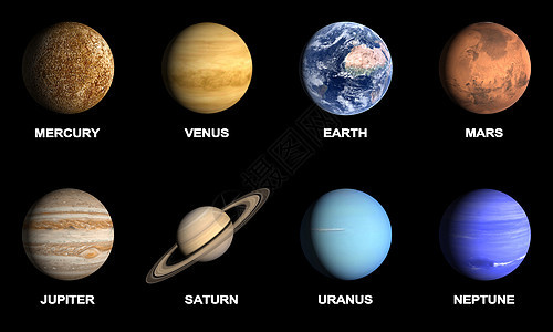 太阳系行星群科学木星天文学宇航员轨道海王星火星世界土星渲染图片
