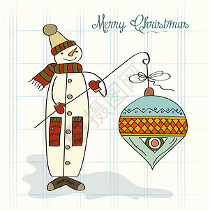 带大圣诞舞会的雪人天气庆典蓝色围巾雪花帽子微笑小屋地球下雪图片