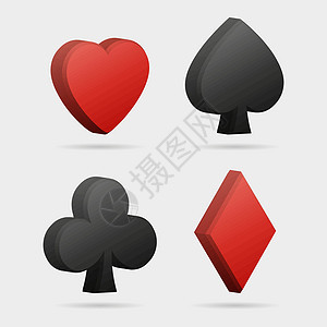 矢量 3d 卡卡符号阴影红色圆形黑色叶子坡度灰色正方形俱乐部游戏图片