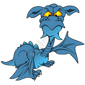 蓝龙漫画手绘蜥蜴怪物生物两栖翅膀爬虫蓝色动物图片