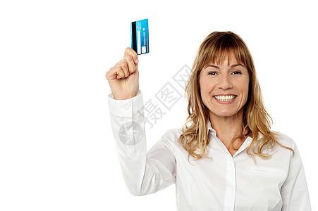 展示现金卡的女商务人士购物塑料雇主人士快乐经理信用卡技术女士冒充图片