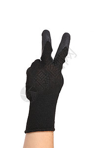 手戴手套显示和平的象征图片