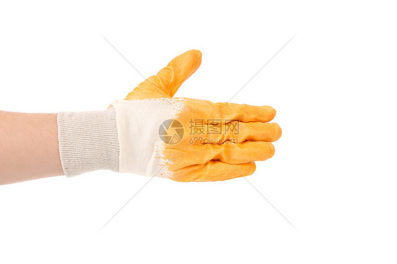橡胶保护黄色手套工人花园预防衣服工作服手指建造橡皮材料工作图片