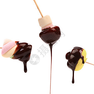 巧克力配方的棉花糖软糖液体团体水果糖果乐趣食物小吃正方形孩子图片