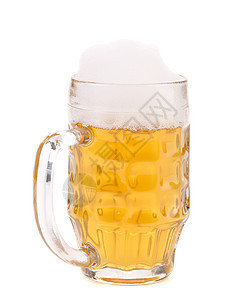 高大的啤酒杯与泡沫白色庆典金子黄色派对食物流动酒吧啤酒琥珀色图片