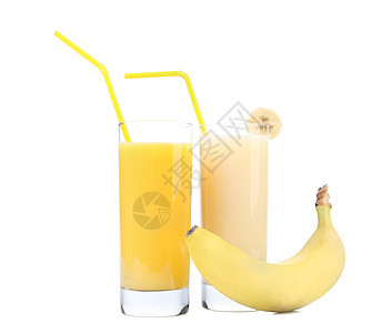 橙和香蕉的果汁 水果饮料橙子油桃玻璃食物图片