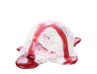 白冰淇淋加果酱杯子水果糖霜甜点叶子薄荷奶制品圣代冰淇淋小吃图片