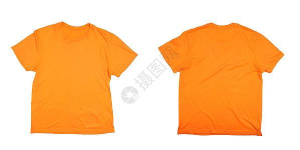 橙色T恤的前后图片