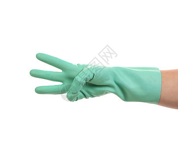 橡皮手套里有三只手女佣女士清洁工工业安全盘子乳胶手指材料卫生图片