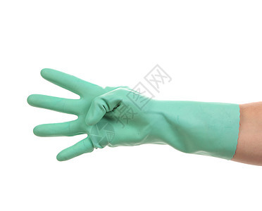 橡皮手套里有四张手手指清洁工材料工作女士乳胶安全工业家务白色图片