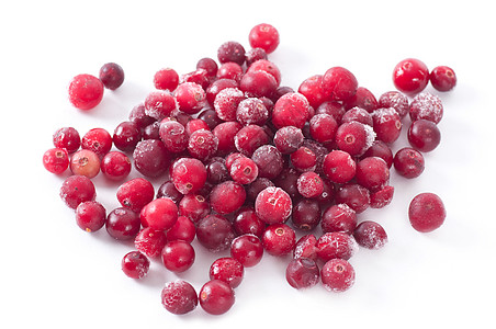 冷冻克兰莓食物红色白色背景图片