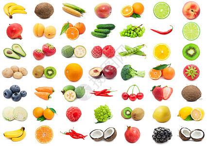 水果和蔬菜橙子椰子奇异果土豆覆盆子李子辣椒茄子香蕉石榴图片