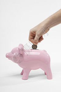 将钱存入猪银行个人预算会计帐户金融支出家庭摄影货币计划图片