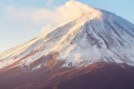 日出时藤山日落冰镇日出积雪顶峰火山公吨植物背景图片