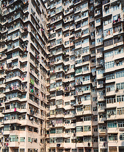 香港过度拥挤的住宅楼 拥挤不堪贫民窟人口建筑学住房公寓生活民众城市贫困图片