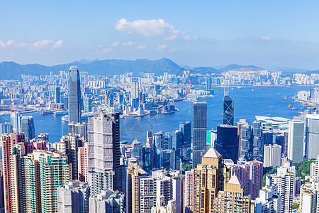 香港市视图顶峰景观金融天际城市商业摩天大楼港口办公室天空图片
