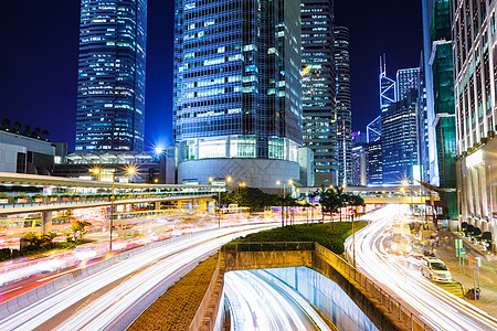 城市高速香港的交通路线建筑景观金融办公室天空地标城市踪迹公司商业背景