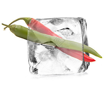 冰块里的意大利辣肠水晶冰桶辣椒烹饪蔬菜胡椒立方体冰晶香料食物图片