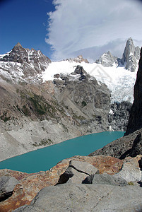 巴塔哥尼亚湖荒野石头地质学岩石登山池塘风景冰川波峰顶峰图片
