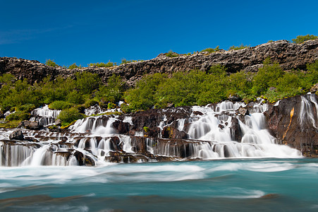 汉弗萨火山海浪蓝色岩石流动荒野溪流冰川运动维塔图片