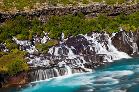 汉弗萨维塔海浪运动荒野蓝色石头流动瀑布岩石火山图片