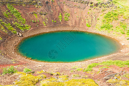 克朗id火山口陨石蓝晶地质学地标火山绿色圆形天空风景图片