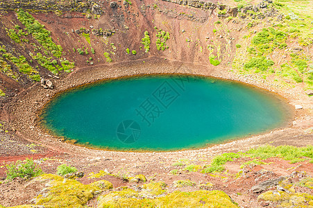 克朗id火山口陨石蓝晶地质学地标火山绿色圆形天空风景背景图片