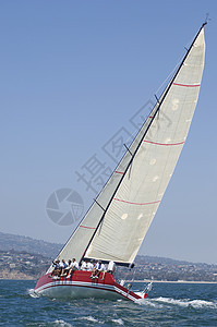 加利福尼亚州游艇赛队帆船比赛全体蓝天航海日光天空运动红色速度海洋风险图片