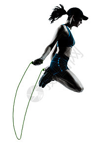 女跑者慢跑者跳跳绳有氧运动女性训练女士成人运动白色运动员活力跳绳图片