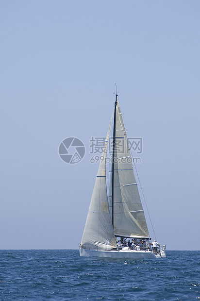 加利福尼亚州游艇赛队帆船比赛水车运动对象日光奶油色蓝天地平线航海海洋速度图片