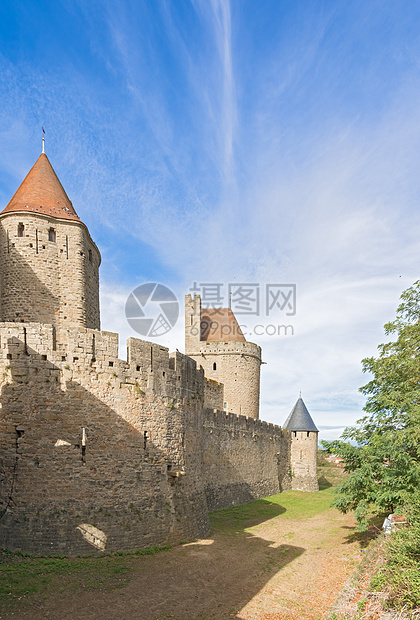 法国中世纪城市卡尔卡松王国地标旅游村庄建筑学城墙地方图片