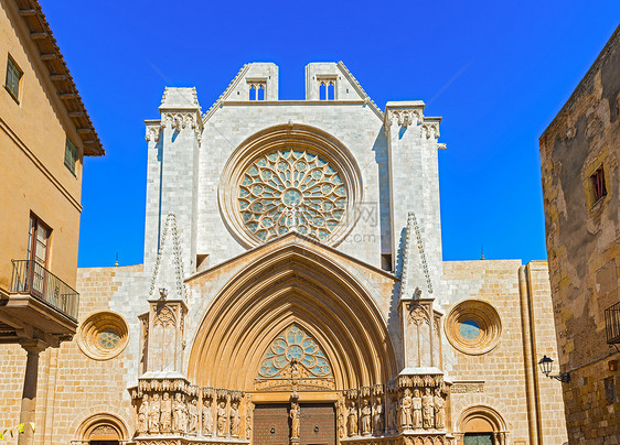 西班牙塔拉戈纳大教堂建筑学入口历史石头大教堂图片