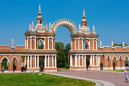 莫斯科沙里西诺Tsaritsyno文化建筑学建筑公园天空历史旅行地标博物馆红色图片
