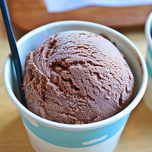 巧克力冰淇淋味道宏观奶制品棕色食物盘子甜点勺子背景图片