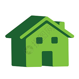 3d 房子图标绿色插图建筑学背景图片