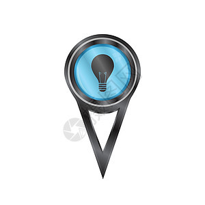 Pin 标志灯灯泡蓝色正方形生态网页按钮网站玻璃活力技术插图图片