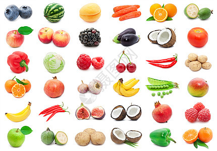 水果和蔬菜橙子胡椒柿子西瓜李子椰子黄瓜香蕉菜花玉米图片