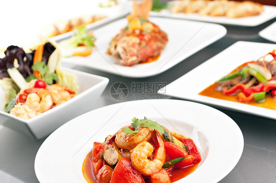 泰国食品种类繁多海鲜菜单蔬菜专业饺子艺术食物午餐菠萝油炸图片