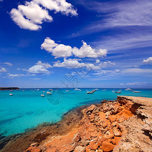 巴利阿里群岛 福门捷拉卡拉萨奥纳海滩天堂地标海岸线海岸桑拿场景晴天岩石波浪海洋图片