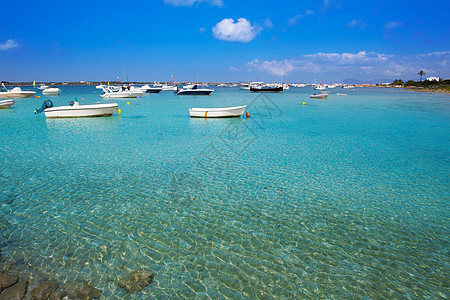 湖Formentera船旅行晴天海滩小岛天空血管太阳支撑旅游海岸图片