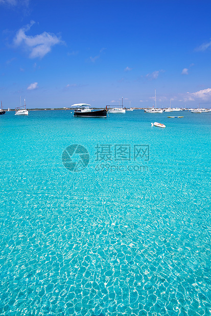 湖Formentera船旅行旅游蓝色假期血管支撑太阳晴天海滩地标图片