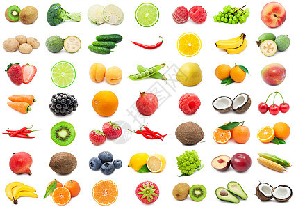 水果和蔬菜石榴李子柠檬辣椒茄子奇异果菠萝洋葱菜花香蕉图片